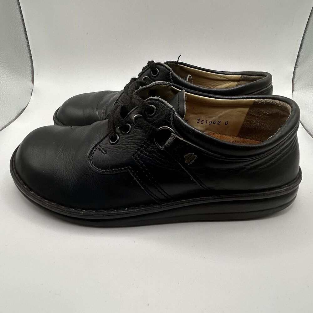 FINN COMFORT Vaasa Casual Oxfords Lace Up Black Leather Women's Size 36 US 5.5